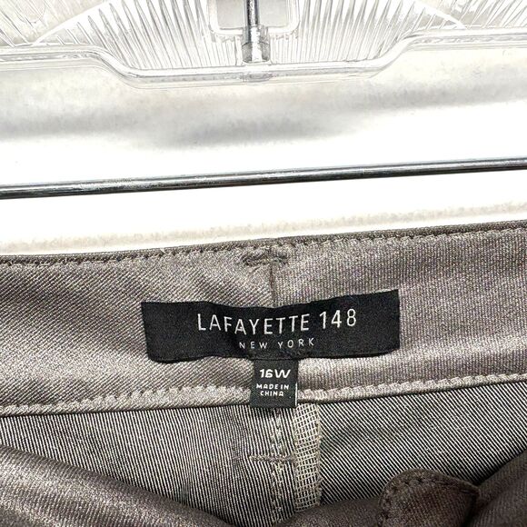LAFAYETTE 148 Pants Size 16W Coated Mercer Skinny Ankle Shale Gray Stretch $598 - Picture 4 of 6